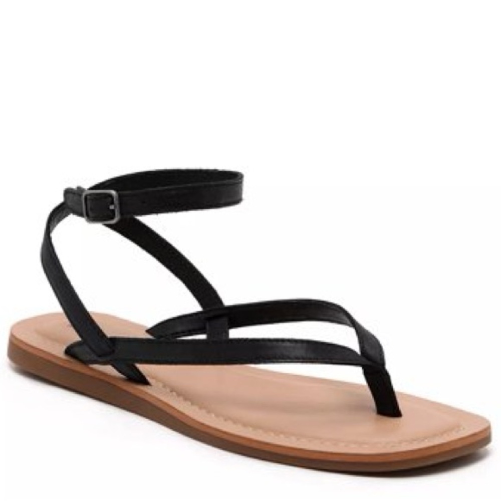 Lucky Brand Bahlia Sandals Women 10 Gladiator Flat Thong Ankle Strap Black Boho